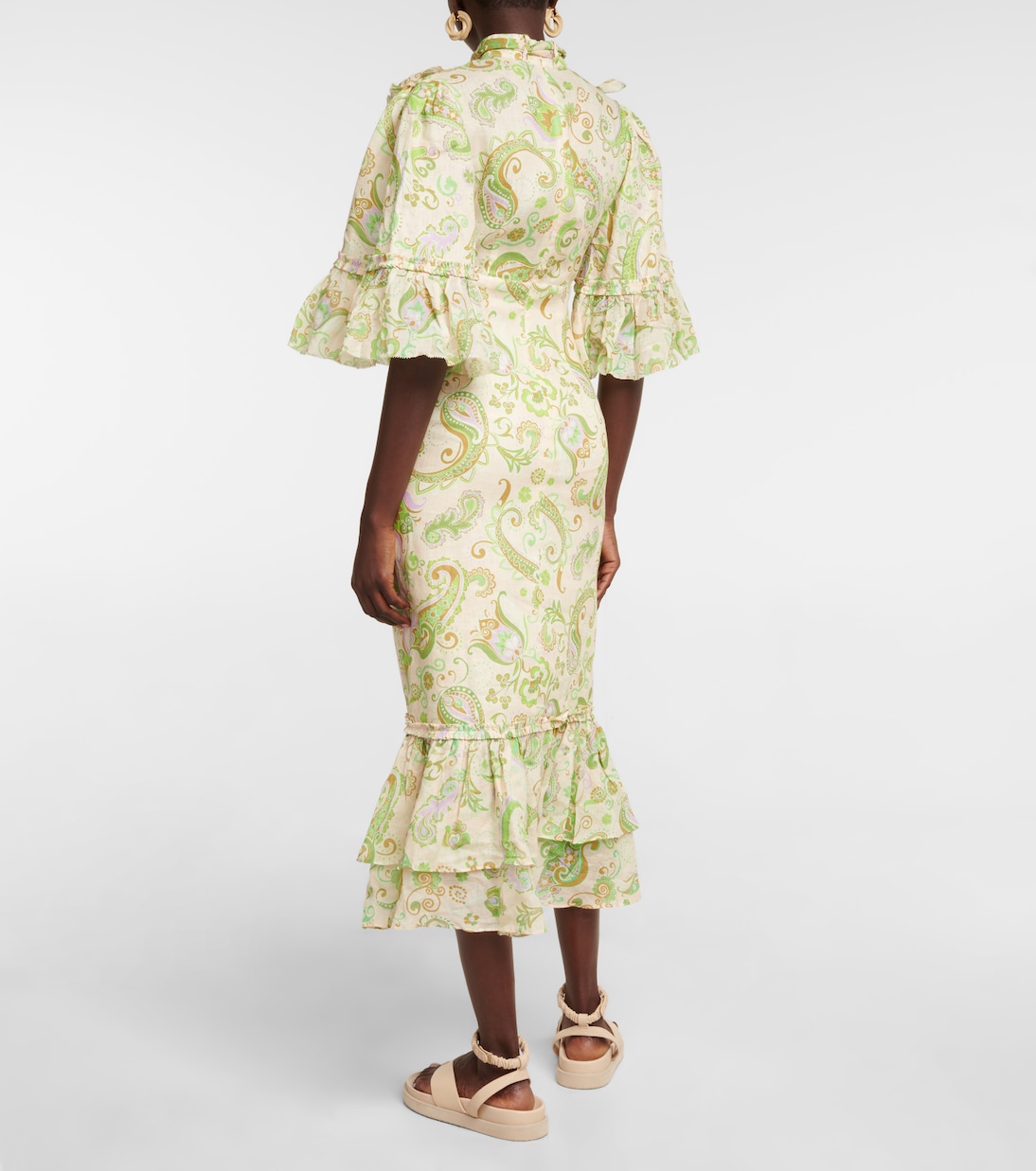 Vestido midi Marta de lino | Alémais