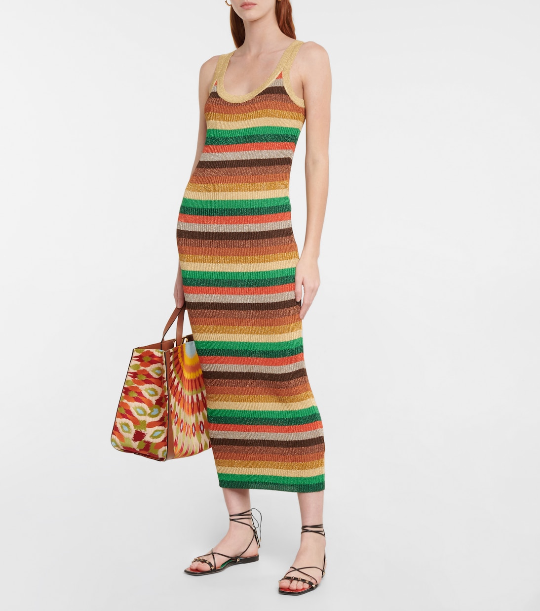 Lurex® striped midi dress | Valentino