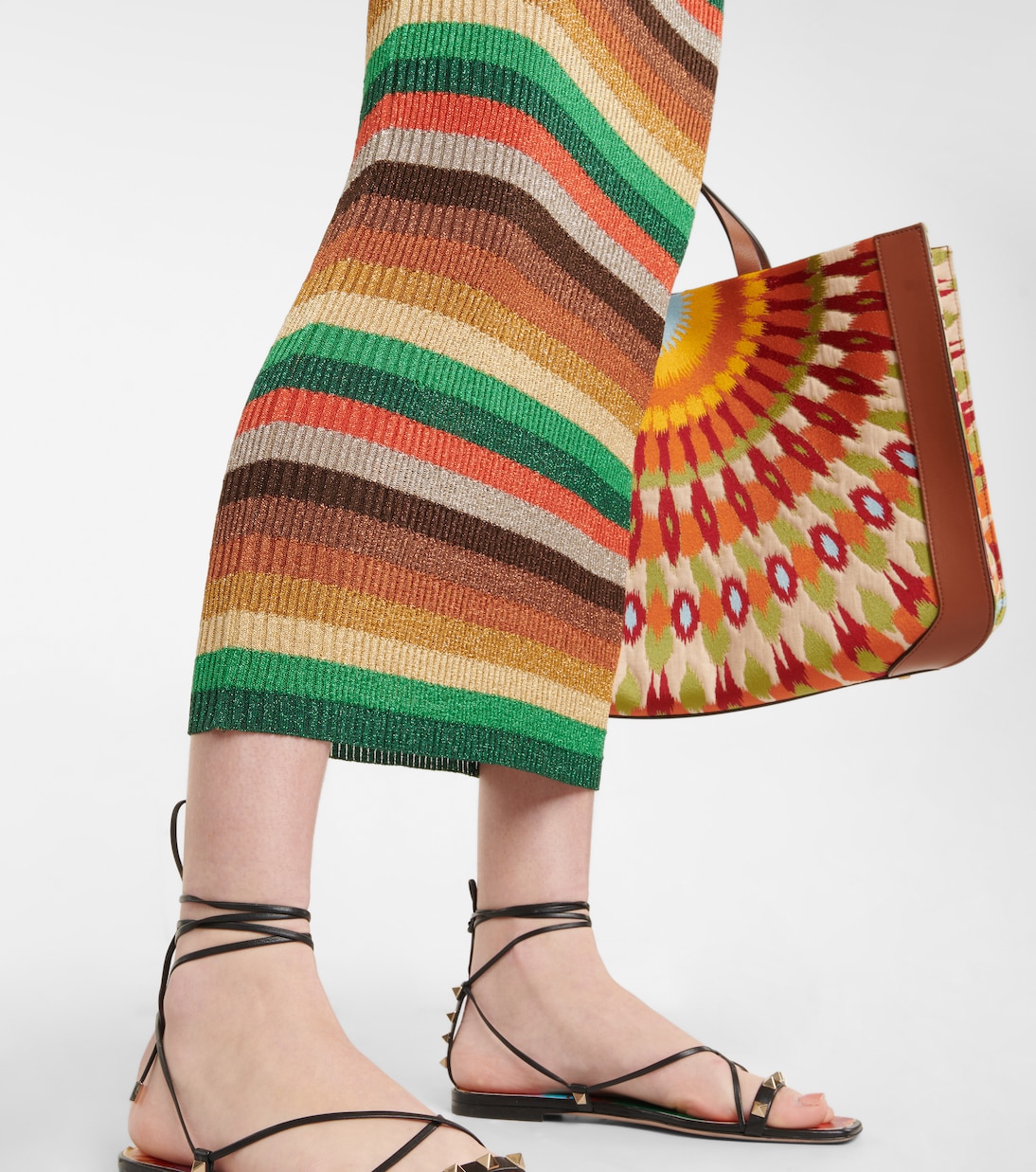 Lurex® striped midi dress | Valentino