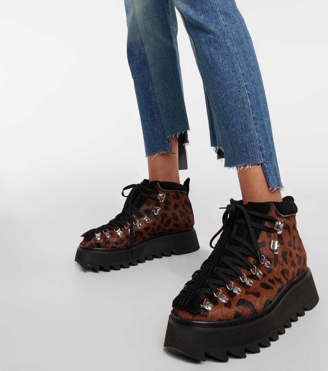 Leopard-print calf hair ankle boots | Junya Watanabe