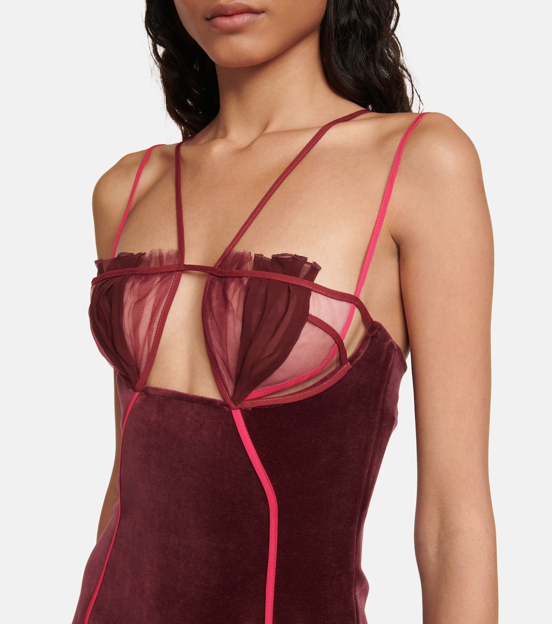 Cutout velvet and mesh minidress | Nensi Dojaka