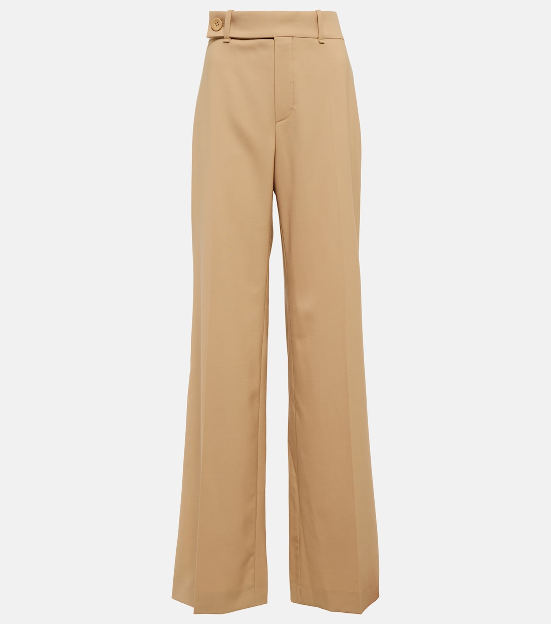 Pantalon droit à taille mi-haute en laine mélangée | Chloé