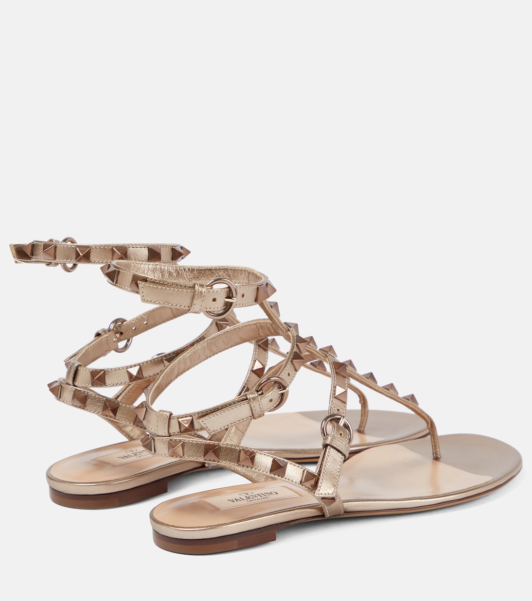 Sandalen Rockstud aus Metallic-Leder | Valentino Garavani