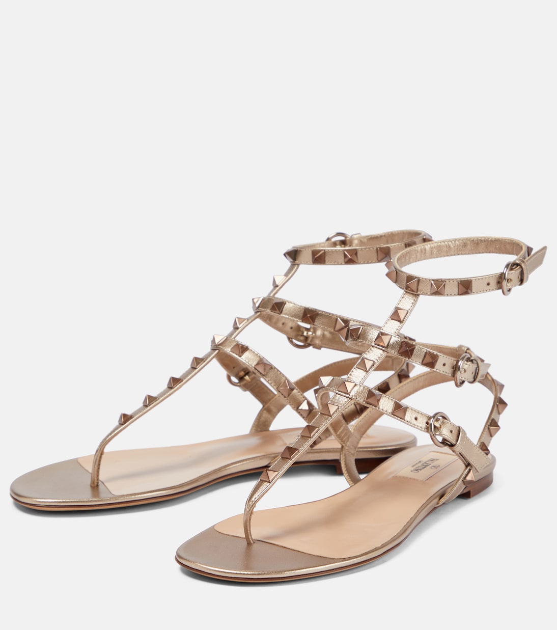 Sandalen Rockstud aus Metallic-Leder | Valentino Garavani