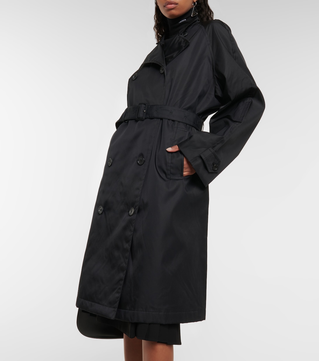 Re Nylon trench coat in black Prada Mytheresa