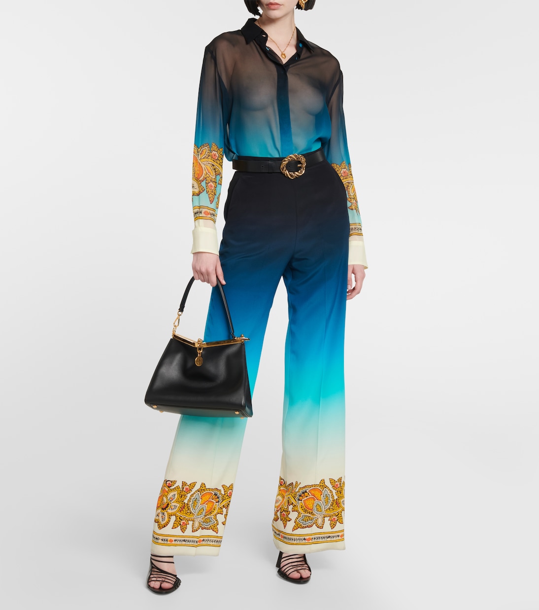 Pantalon ample imprimé en soie | Etro