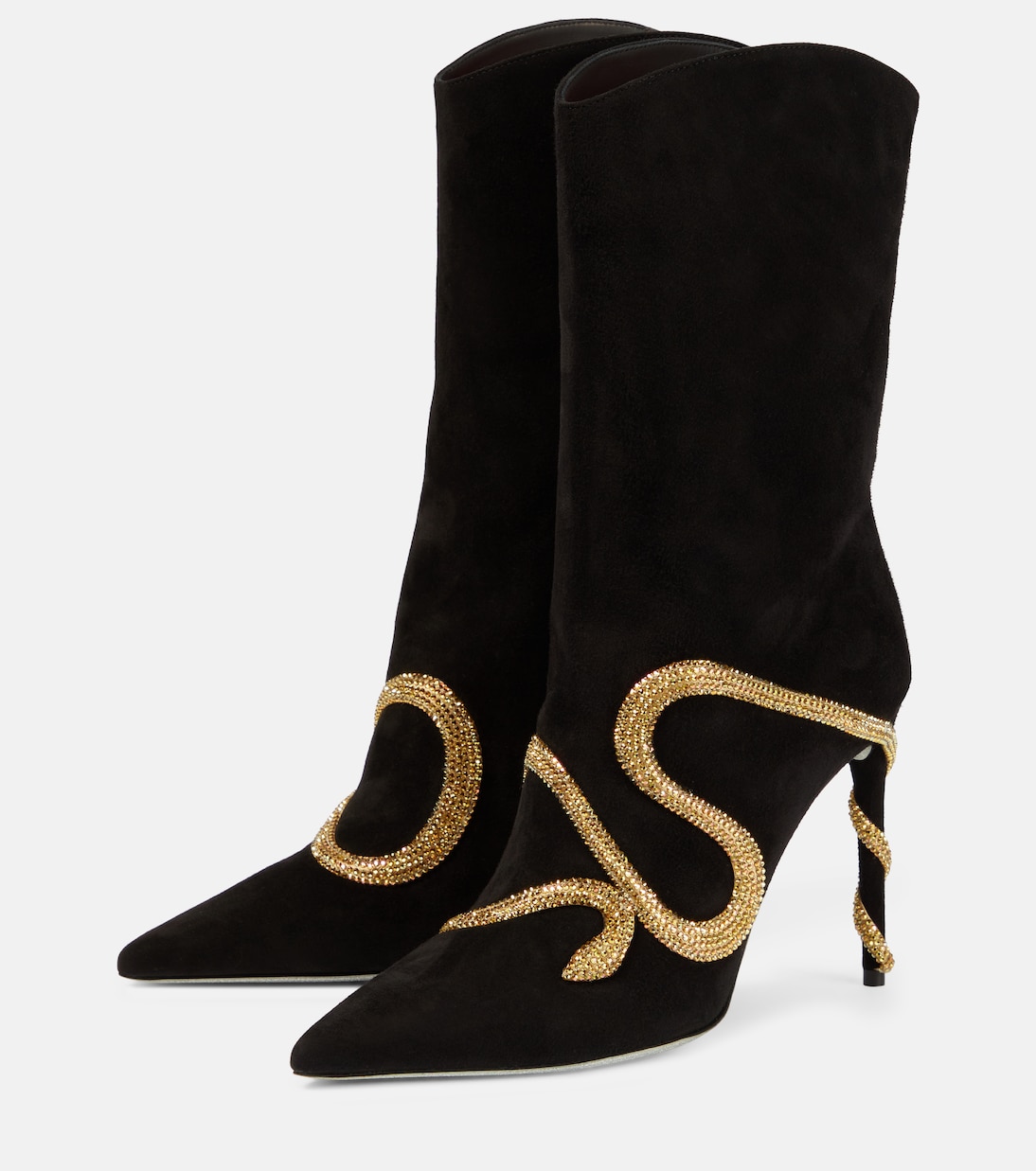 Verzierte Stiefel Morgana aus Veloursleder | Rene Caovilla
