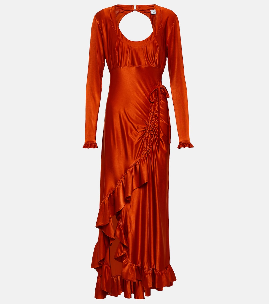 Ruffled satin maxi dress | Rabanne