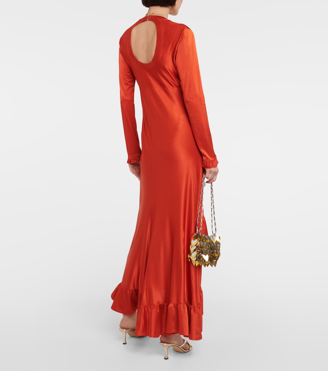 Ruffled satin maxi dress | Rabanne