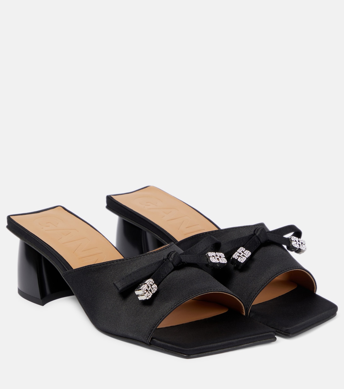 Mules Bow in raso con decorazione | Ganni