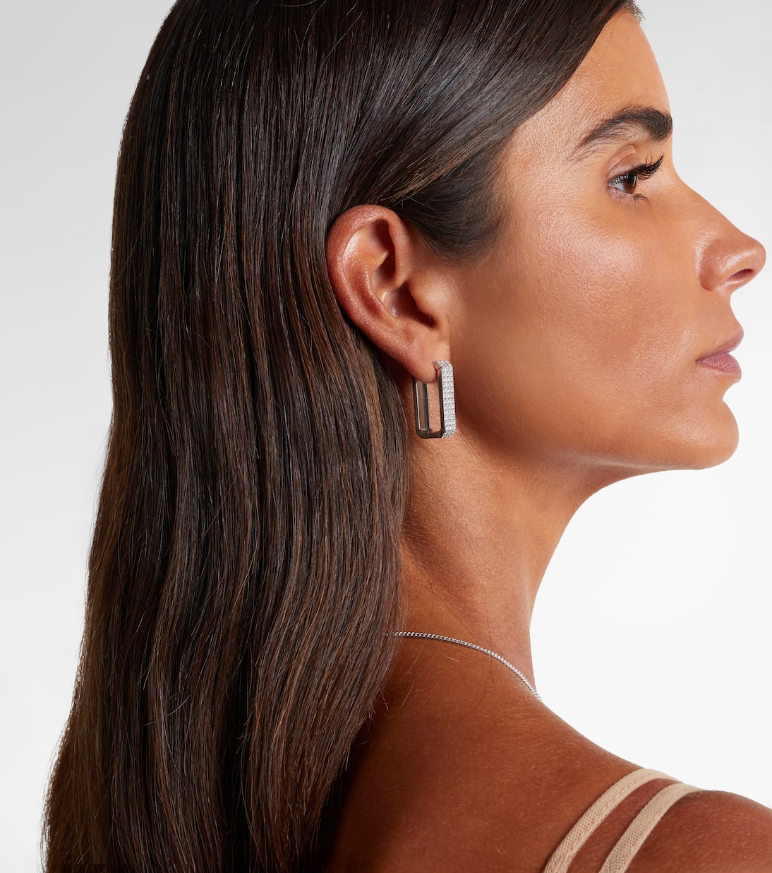 Boucle d’oreille unique Long Candy en or blanc 18 ct et diamants | Eéra