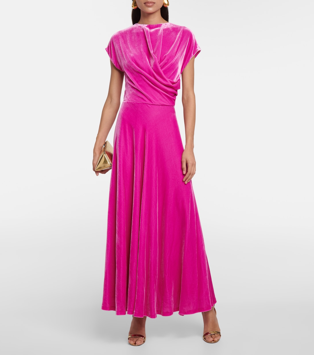 Lapis draped velvet maxi dress | Costarellos
