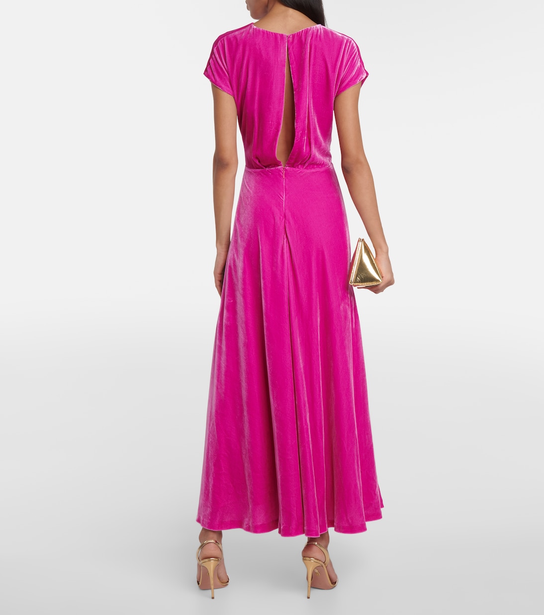Lapis draped velvet maxi dress | Costarellos