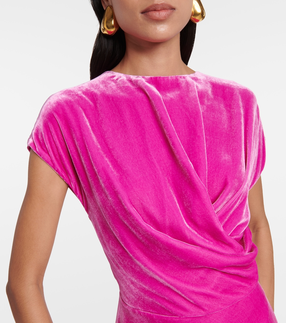 Lapis draped velvet maxi dress | Costarellos