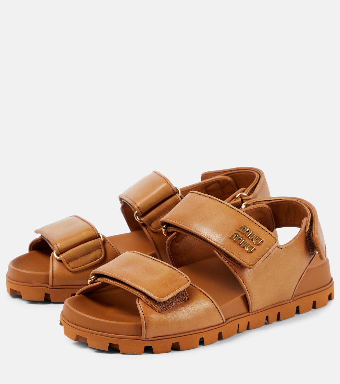 Sandali in pelle con logo | Miu Miu