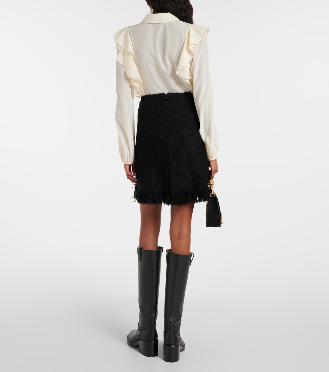 Minifalda de mezcla de lana con flecos | Chloé