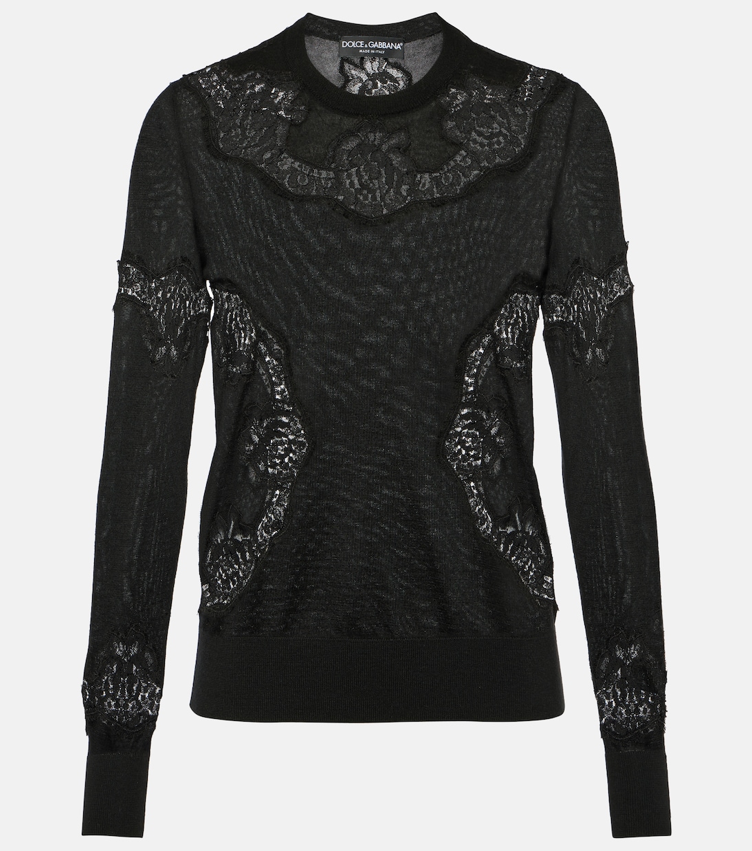 Jersey en mezcla de cachemir con encaje | Dolce&Gabbana