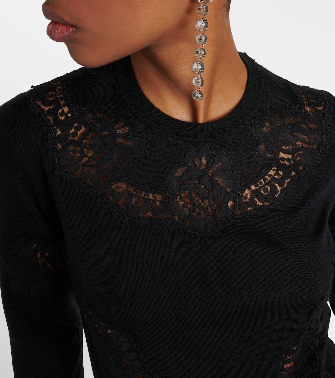 Jersey en mezcla de cachemir con encaje | Dolce&Gabbana
