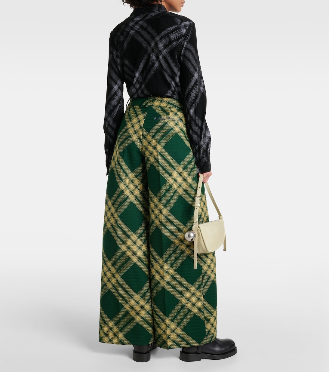 Pantalones anchos de sarga de lana a cuadros | Burberry