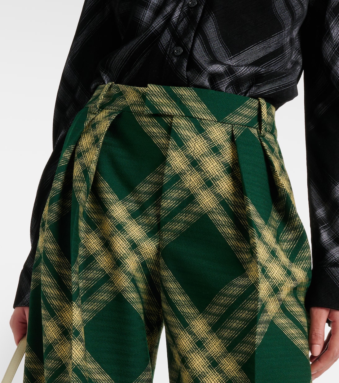 Pantalones anchos de sarga de lana a cuadros | Burberry