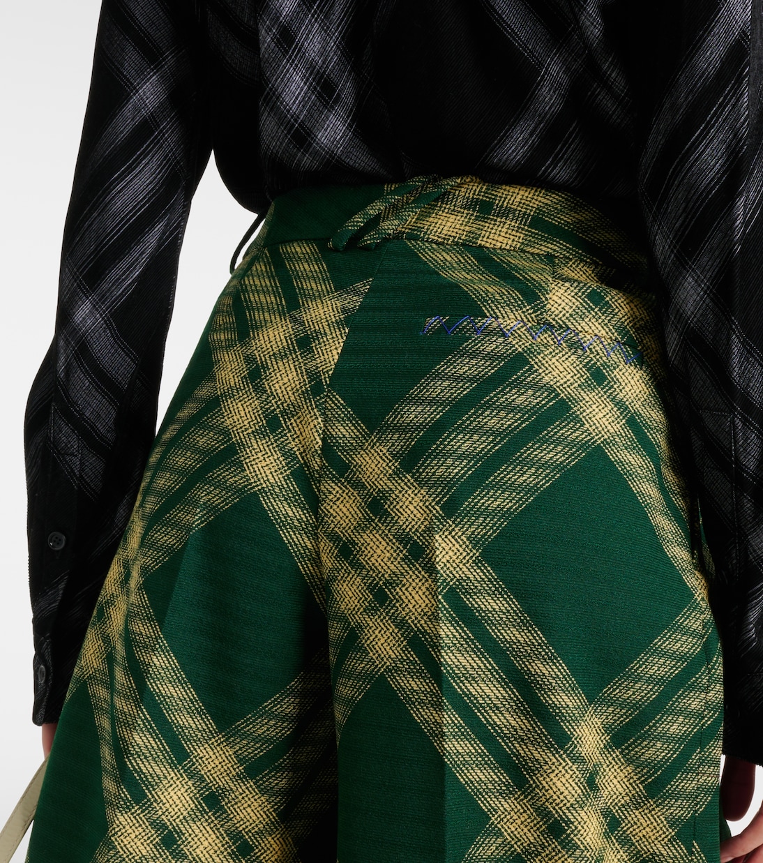 Pantalones anchos de sarga de lana a cuadros | Burberry