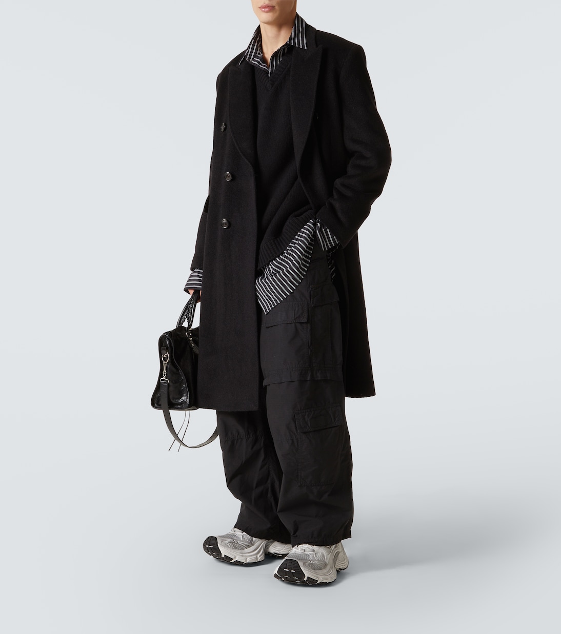 Layered wool and cotton poplin sweater | Balenciaga