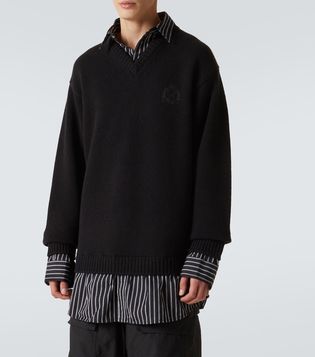 Layered wool and cotton poplin sweater | Balenciaga