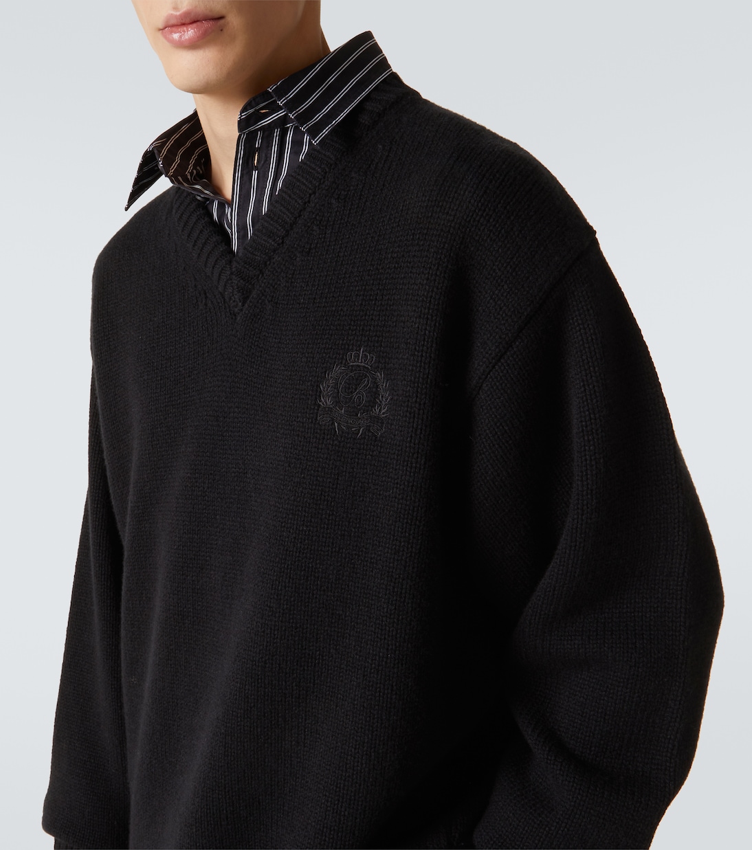 Layered wool and cotton poplin sweater | Balenciaga