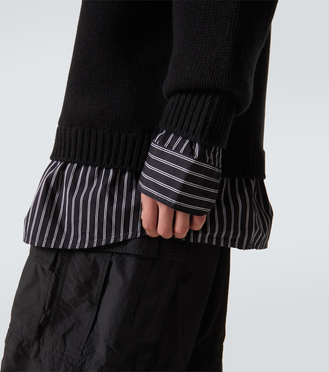 Layered wool and cotton poplin sweater | Balenciaga