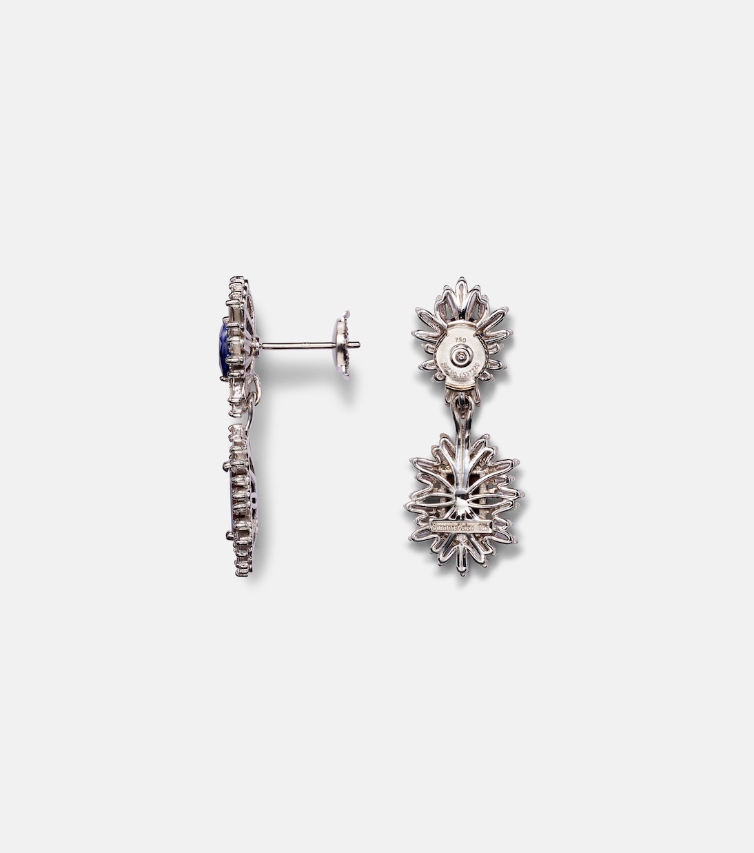 Boucles d'oreilles en or blanc 18 ct, saphirs, diamants et opales | Suzanne Kalan