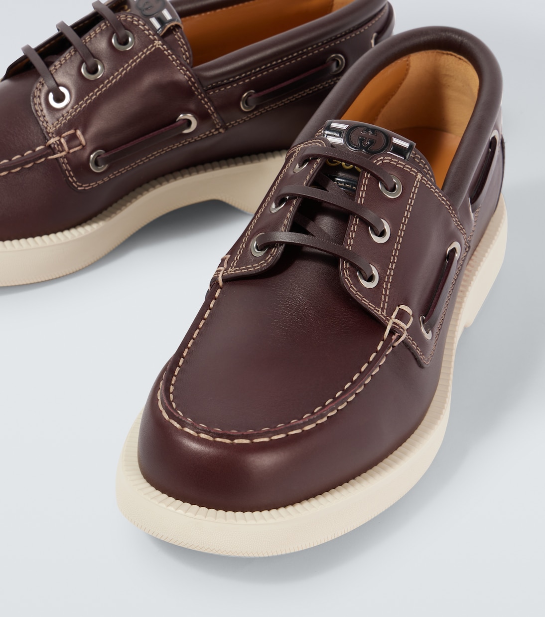 Segelschuhe Web Stripe aus Leder | Gucci