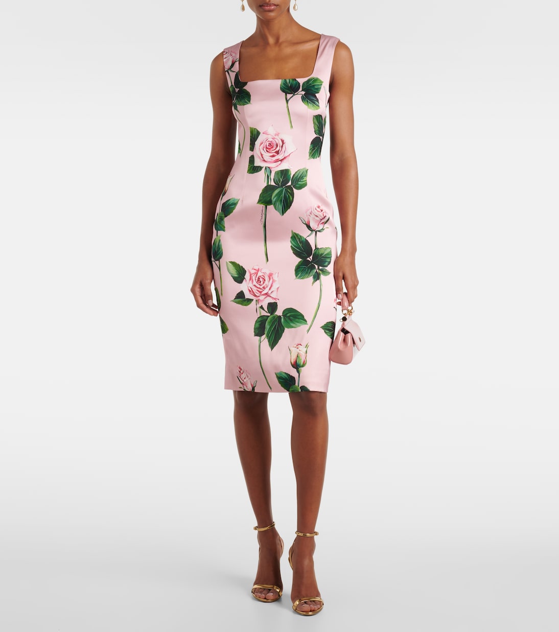 Robe de cocktail en satin à fleurs | Dolce&Gabbana