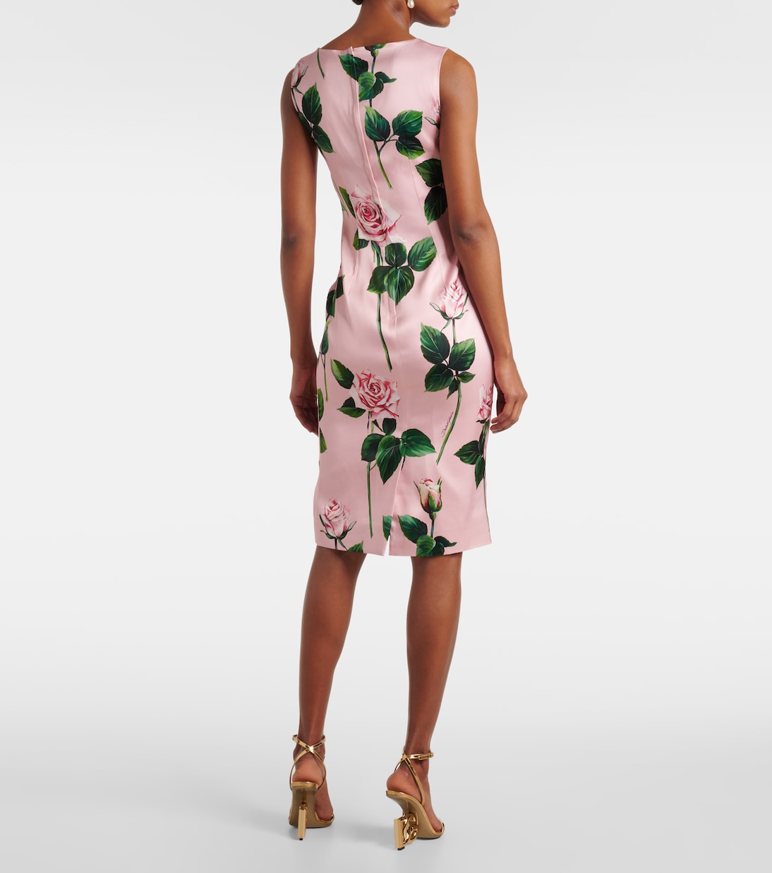 Robe de cocktail en satin à fleurs | Dolce&Gabbana