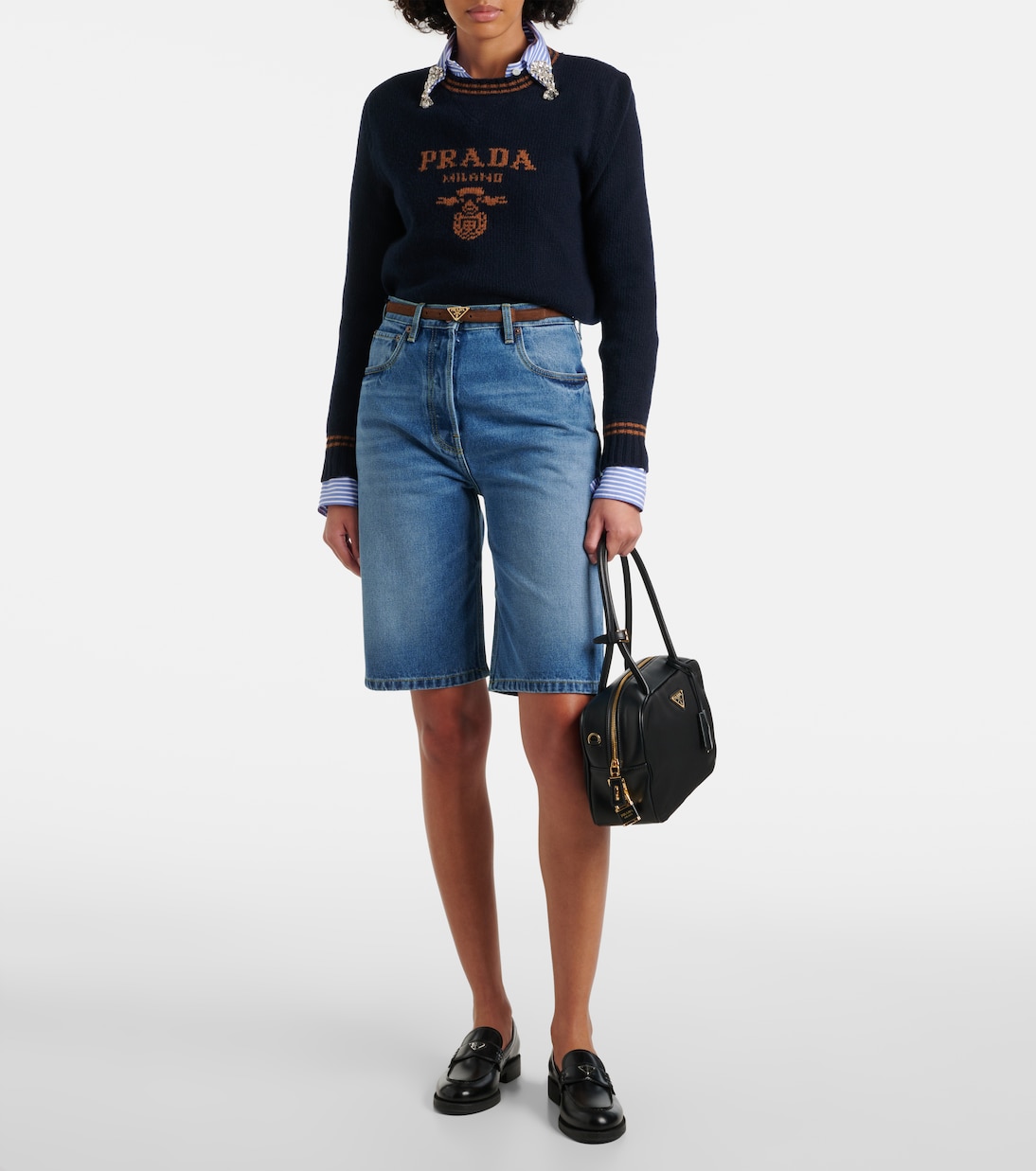 Jeans capri de tiro alto | Prada
