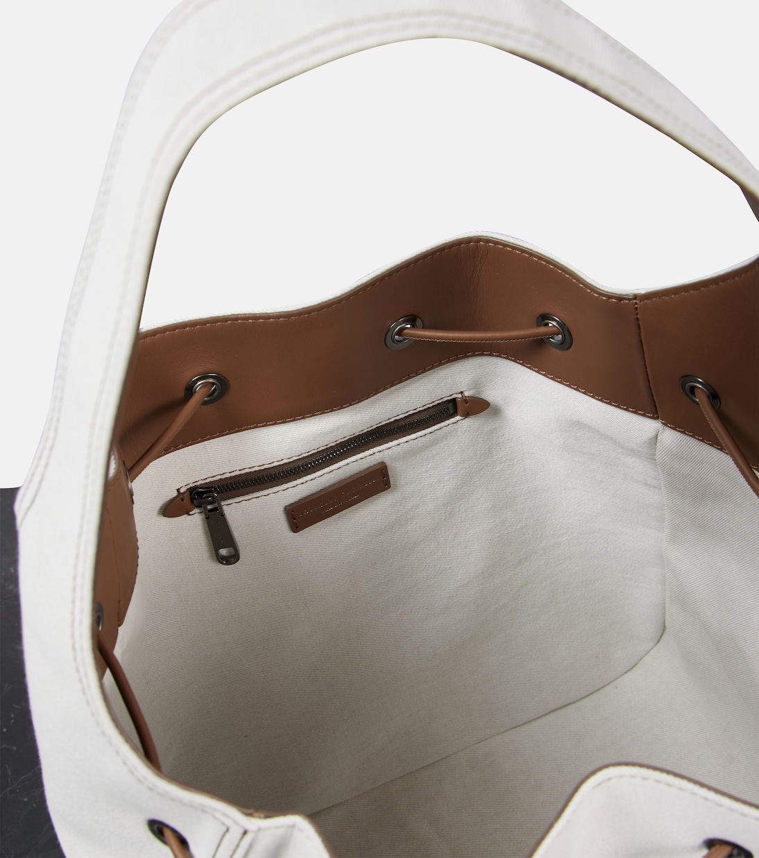 Foulard Large canvas bucket bag | Brunello Cucinelli