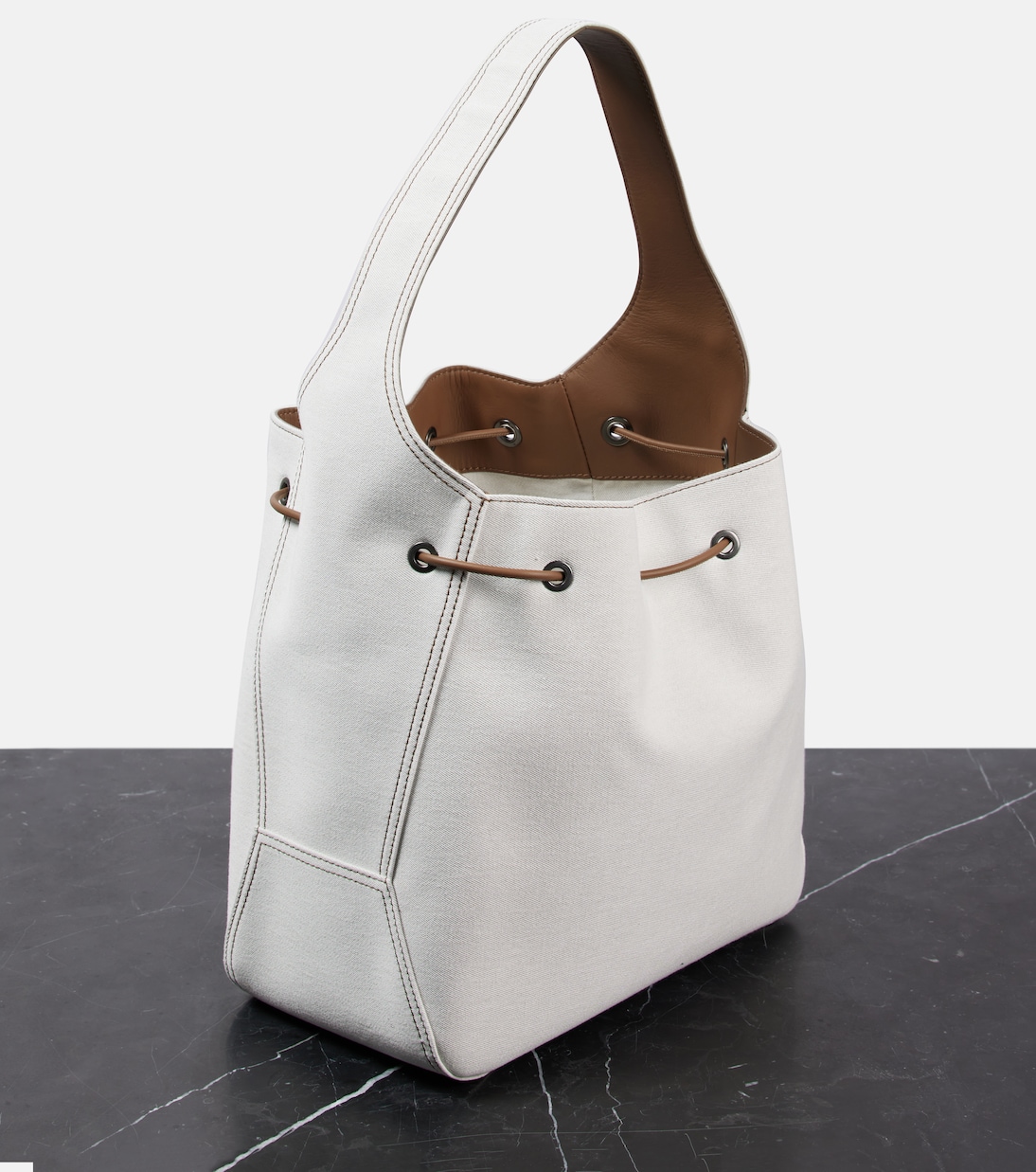 Foulard Large canvas bucket bag | Brunello Cucinelli