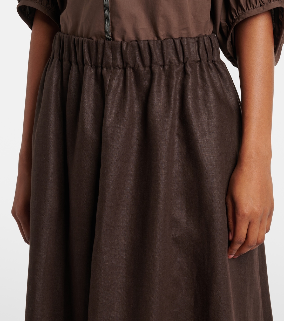 Gonna midi in lino | Brunello Cucinelli