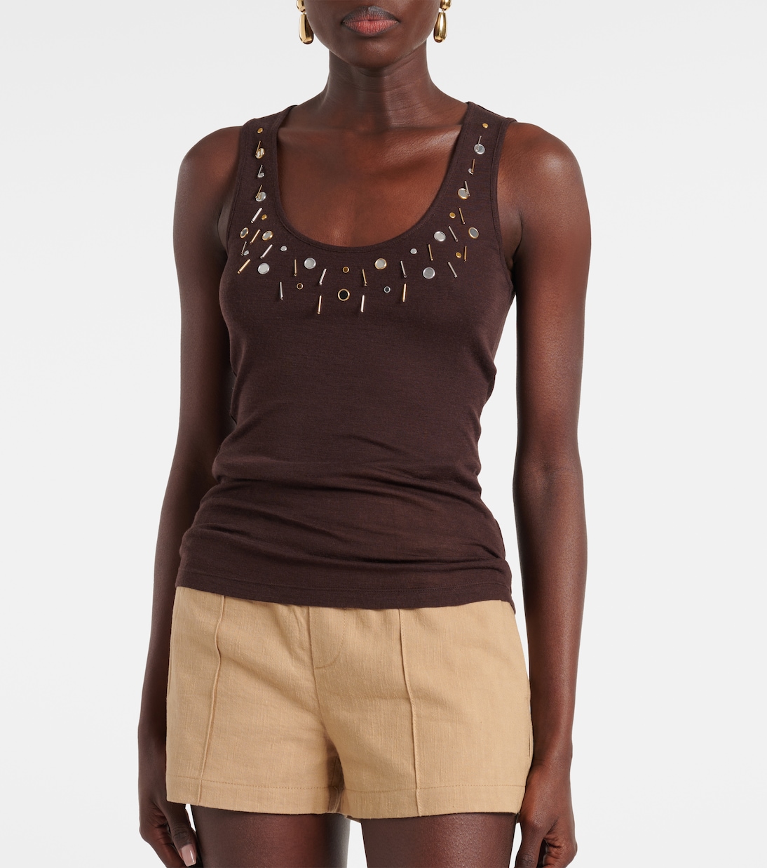 Embellished wool-blend tank top | Xu Zhi