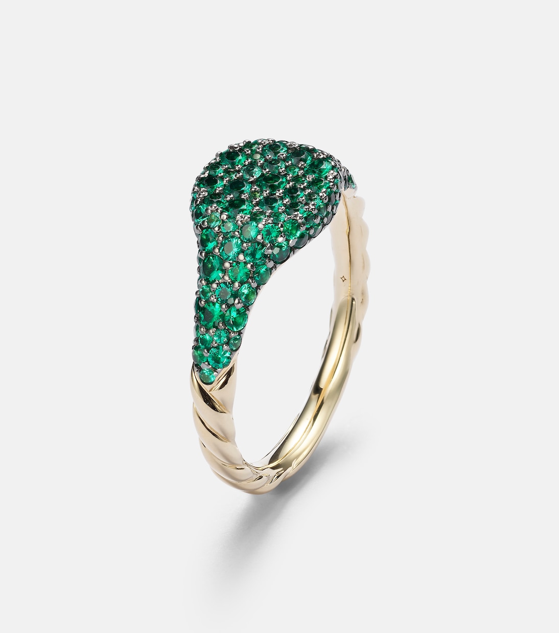Anello per mignolo Petite Pavé in oro 18kt con smeraldi | David Yurman
