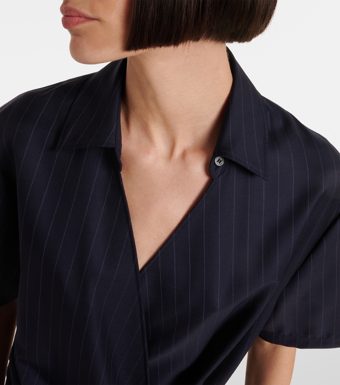 Abito midi gessato in lana  | Loewe