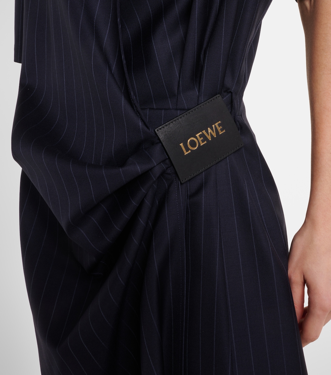 Abito midi gessato in lana  | Loewe