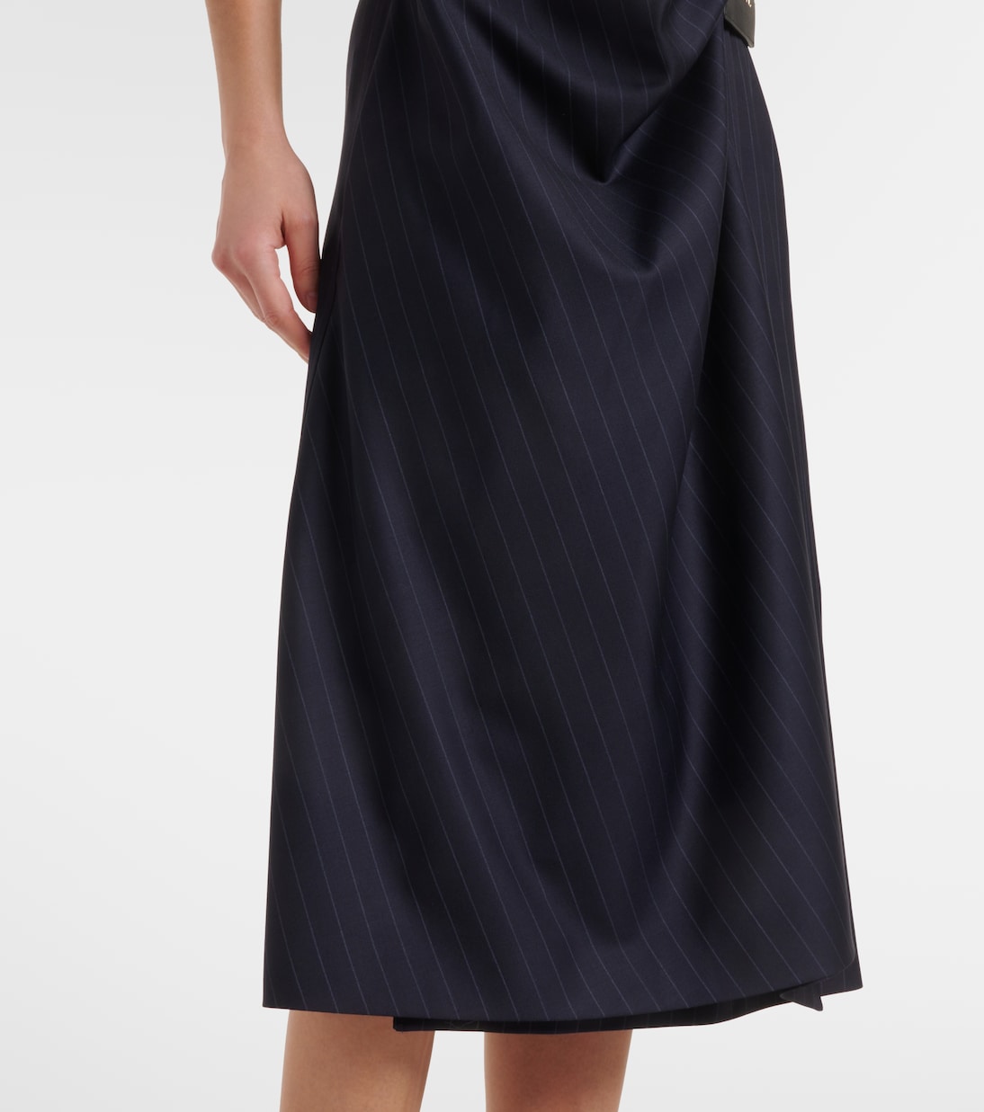 Abito midi gessato in lana  | Loewe