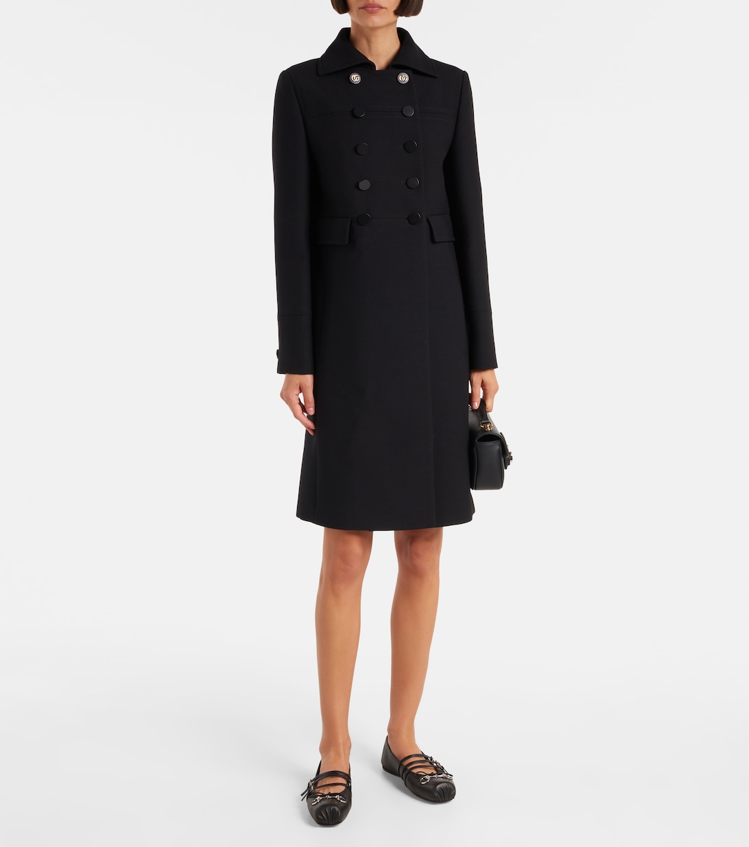 Double G double-breasted wool coat | Gucci