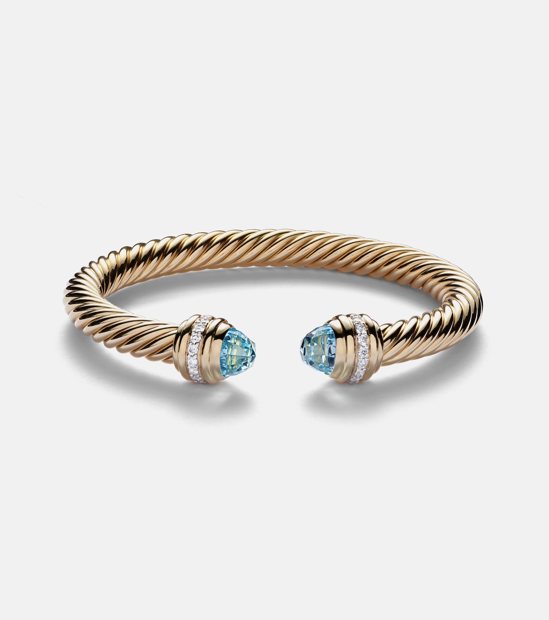 Classic Cablespira® 18kt gold cuff bracelet with topazes and diamonds | David Yurman