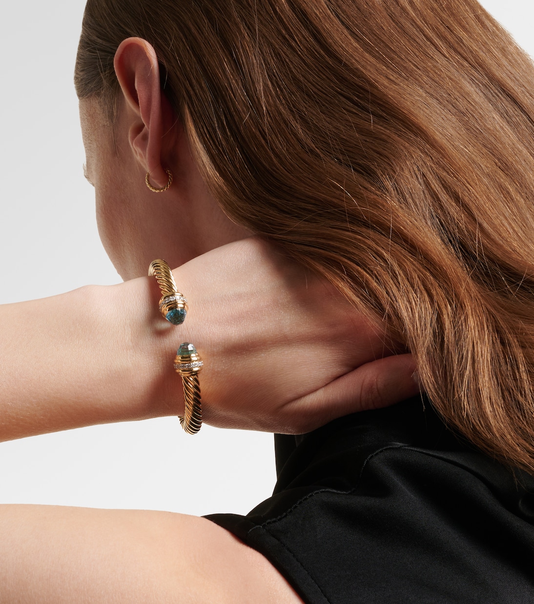 Classic Cablespira® 18kt gold cuff bracelet with topazes and diamonds | David Yurman