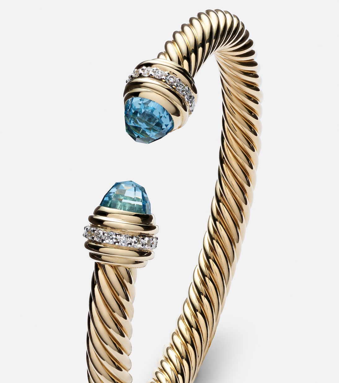 Classic Cablespira® 18kt gold cuff bracelet with topazes and diamonds | David Yurman
