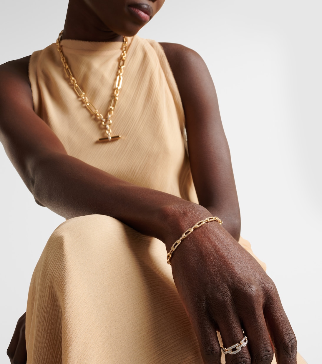 Bracciale Stax Chain Link in oro 18kt con diamanti | David Yurman