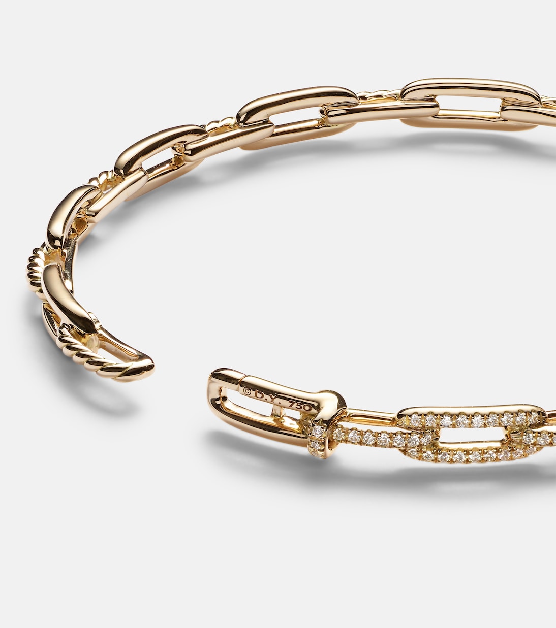 Bracciale Stax Chain Link in oro 18kt con diamanti | David Yurman