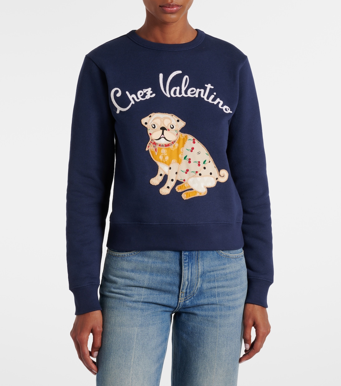 Besticktes Sweatshirt aus Baumwoll-Jersey | Valentino