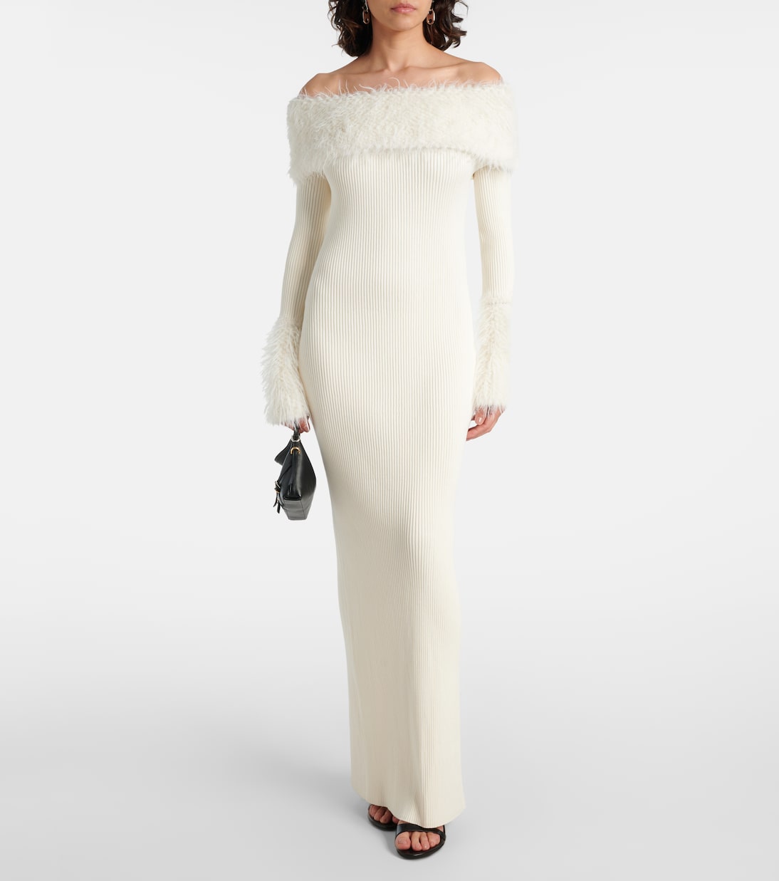 Ribbed-knit faux fur-trimmed maxi dress | Jean Paul Gaultier